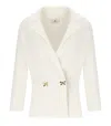 Elisabetta Franchi Ivory Knitted Blazer With Bows In Beige