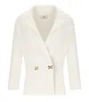 Elisabetta Franchi Ivory Knitted Blazer With Bows In Beige