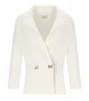 Elisabetta Franchi Ivory Knitted Blazer With Bows In White