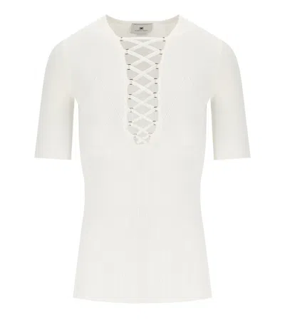 ELISABETTA FRANCHI IVORY KNITTED TOP