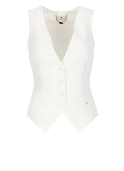 Elisabetta Franchi Ivory Linen Blend Gilet