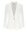 Elisabetta Franchi Ivory Linen Blend Single-breasted Jacket