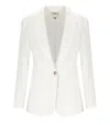 Elisabetta Franchi Ivory Linen Blend Single-breasted Jacket