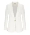 Elisabetta Franchi Ivory Linen Blend Single-breasted Jacket