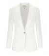 Elisabetta Franchi Ivory Linen Blend Single-breasted Jacket