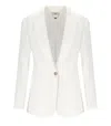 Elisabetta Franchi Ivory Linen Blend Single-breasted Jacket
