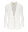 Elisabetta Franchi Ivory Linen Blend Single-breasted Jacket In Multi
