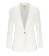 Elisabetta Franchi Ivory Linen Blend Single-breasted Jacket In White