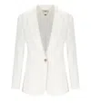 Elisabetta Franchi Ivory Linen Blend Single-breasted Jacket In White