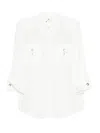 Elisabetta Franchi Ivory Long-sleeved Shirt With Classic Collar In Multi