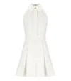 Elisabetta Franchi Mini Dress With Pleated Skirt And Logo Detail In White