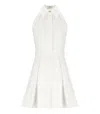 Elisabetta Franchi Mini Dress With Pleated Skirt And Logo Detail In Beige