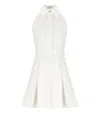 Elisabetta Franchi Mini Dress With Pleated Skirt And Logo Detail In White