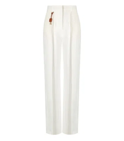 Elisabetta Franchi Ivory Pants With Charms In White