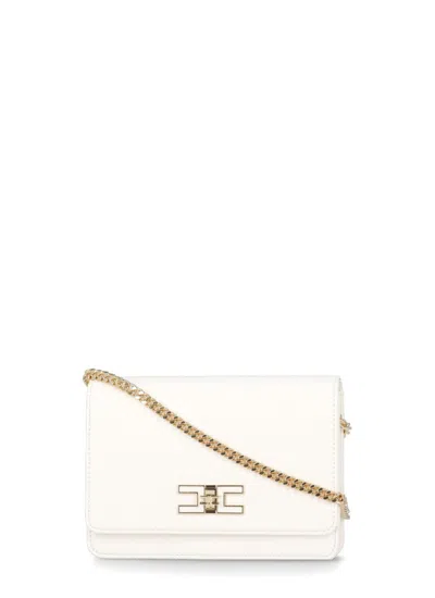 Elisabetta Franchi Ivory Pochette With Logo In Multi