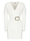 Elisabetta Franchi Women's Viscose Manteau Dress With Maxi Buckle In White