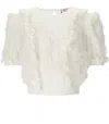 Elisabetta Franchi Ivory Ruffled Top In Multi