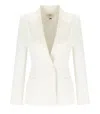 Elisabetta Franchi Ivory Crepe Double-breasted Jacket In White
