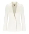 Elisabetta Franchi Ivory Crepe Double-breasted Jacket In White