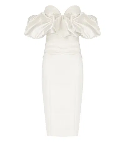 Elisabetta Franchi Ivory Sheath Dress In White