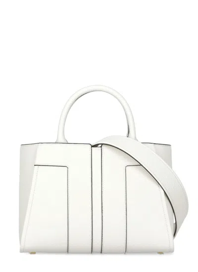 Elisabetta Franchi Ivory Shoulder Bag With Logo In Neutrals