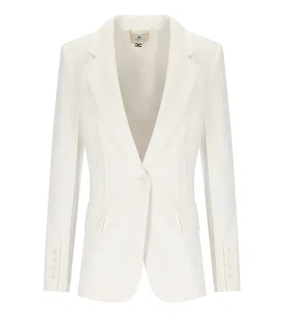 Elisabetta Franchi Ivory Single-breasted Blazer In White