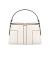 Elisabetta Franchi Structured White Handbag With Gold-tone Accents In White