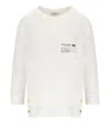 Elisabetta Franchi Ivory Sweatshirt With Poplin Hem And Logo Details In White