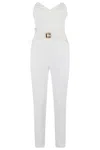 Elisabetta Franchi Flowing Crepe Jumpsuit With White Macro Bow