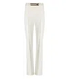 Elisabetta Franchi Ivory Trousers With Belt In Ivory