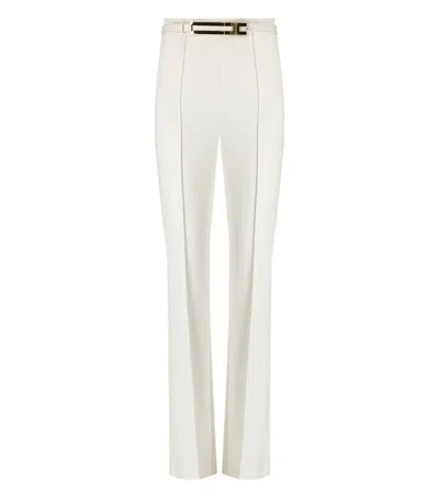 Elisabetta Franchi Ivory Trousers With Belt