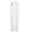 Elisabetta Franchi High-waisted Trousers Wide-leg Design Front Pleats In Beige