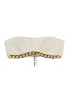 ELISABETTA FRANCHI IVORY TWEED TOP WITH DECORATIVE CHAIN FOR WOMEN