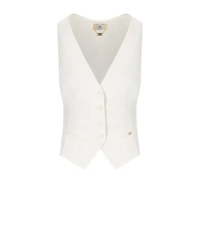 Elisabetta Franchi Ivory V-neck Vest With Bow Closure