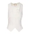 Elisabetta Franchi Sleeveless V-neck Bow Detail Jacket In White
