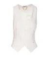 Elisabetta Franchi Sleeveless V-neck Bow Detail Jacket In White