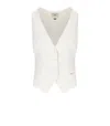 Elisabetta Franchi Ivory White Vest With V-neck In White