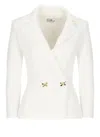 Elisabetta Franchi Ivory Knitted Blazer With Bows In White