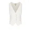 Elisabetta Franchi Ivory White Vest With V-neck In White