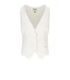 Elisabetta Franchi Ivory White Vest With V-neck In White