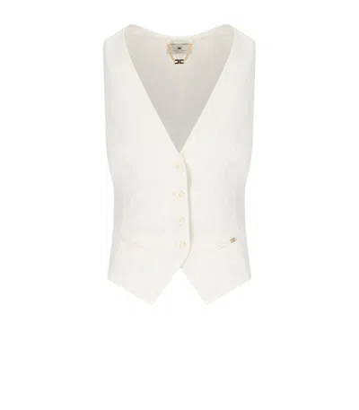 Elisabetta Franchi Ivory White Vest With V-neck