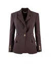 Elisabetta Franchi Burgundy Tailored Blazer With Gold Buttons And Peak Lapels In Burgundy