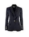 Elisabetta Franchi Single-breasted Tailored Blazer With Gold-tone Accents In Black