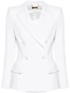 Elisabetta Franchi Double-breasted Crepe Blazer In White
