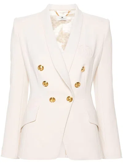 Elisabetta Franchi Doppelreihiger Blazer Aus Krepp In Nude