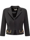 Elisabetta Franchi Black Cropped Jacket With Chain In Black