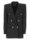 Elisabetta Franchi Crepe Double Breasted Blazer In Black