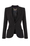 Elisabetta Franchi Double Crepe Jacket With Flaps In Black
