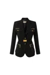 Elisabetta Franchi Multi-pockets Utilitarian Blazer In Black