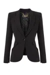 Elisabetta Franchi Tailored Blazer With Satin Lapel In Black